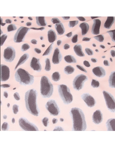 Katia Tela French Terry Leopardenmuster - rosa/ anthrazit tramos 50cm