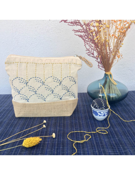 CasaSol Kit teje conmigo Neceser de Sashiko bordado by @needlebox